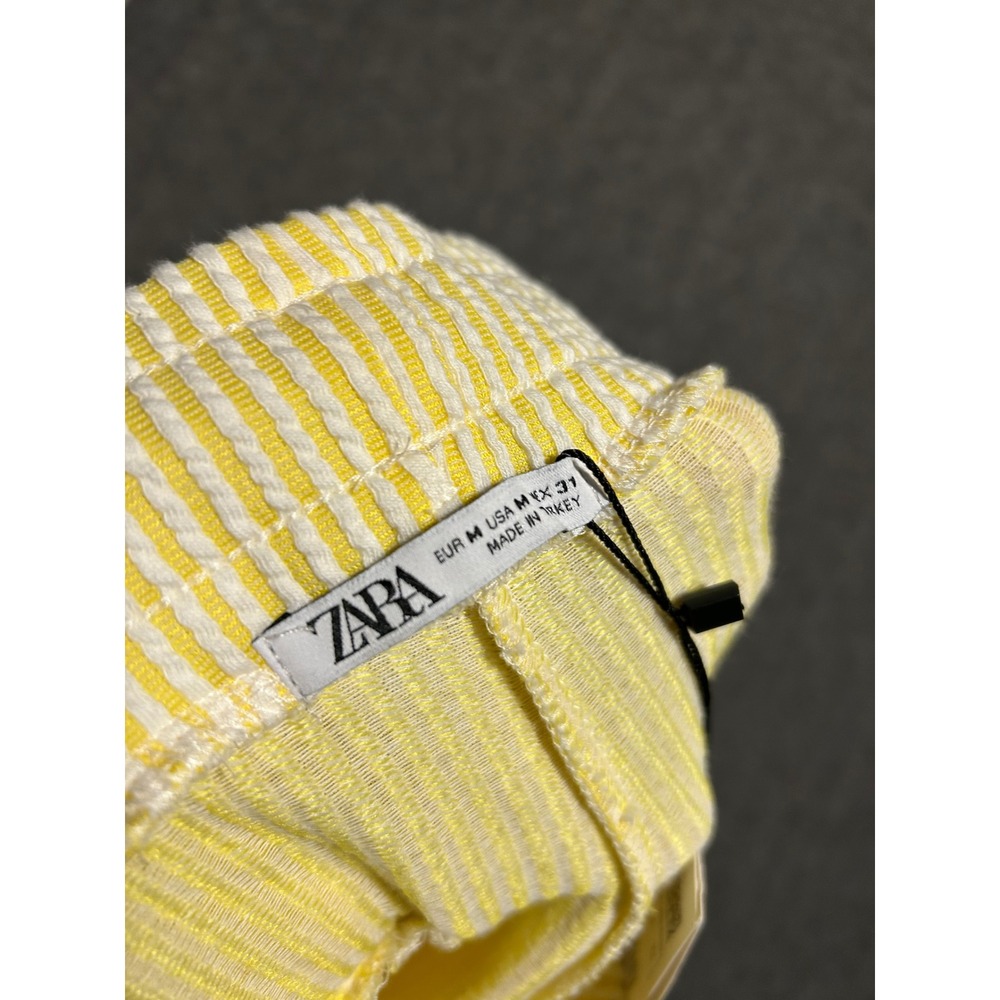 Zara textured shorts yellow mens medium casual new cotton blend - Picture 3 of 7